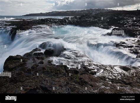 Water Vortex Bufadero De La Garita Telde Gran Canaria Spain Stock