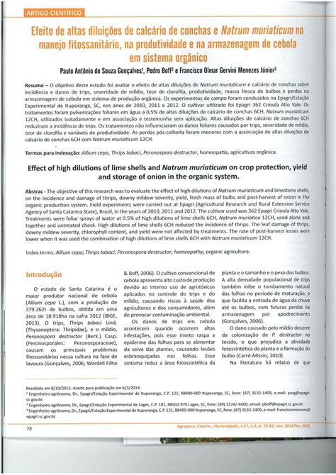 PDF Efeito de altas diluições de calcário de conchas e Natrum