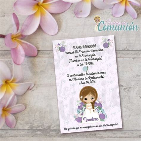 Invitaci N De Comuni N Ni A Trenza Personalizada Con Datos