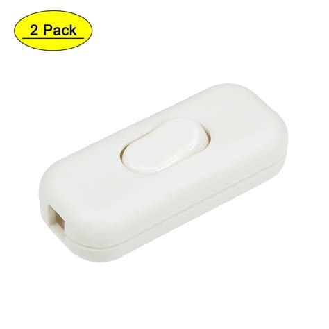 Uxcell AC 250V 6A On Off Inline Cord Switch White For Desk Lamp 2 Pack