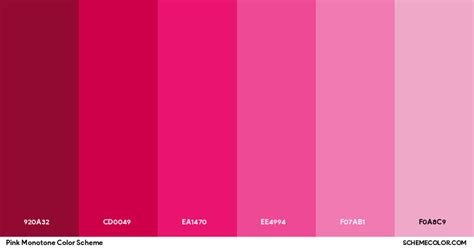 Pink Monotone Color Scheme Palettes