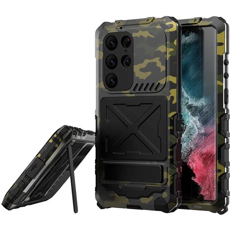 Military Camouflage Metal Armor Case For Samsung Galaxy S23 Ultra S22