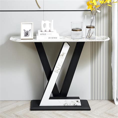 Vasoeny 4724 Modern Console Table Sintered Stone Entryway Table Narrow Table