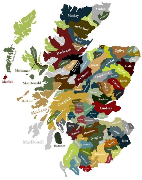 Map Of Scottish Clans And Families Scotland Map Scotland History