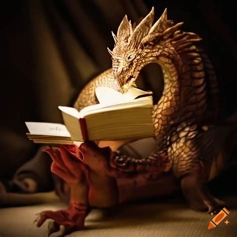 Illustration Of A Dragon Reading A Book On Craiyon