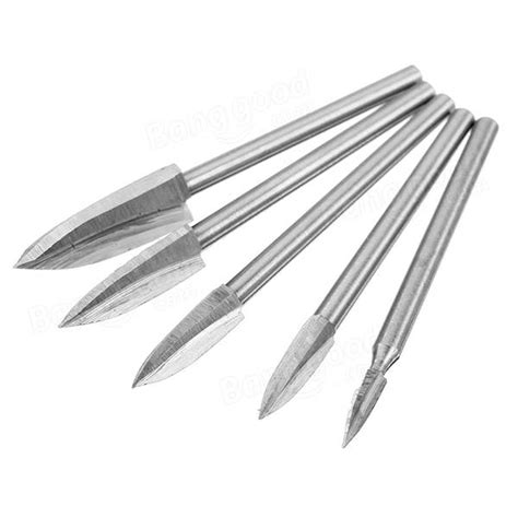 HILDA 3mm Shank 5Pcs 3 8mm Milling Cutters White Steel Three Blades