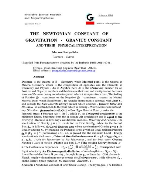 Gravitational and Gravity Constant, and Their Physical Interpretation ...