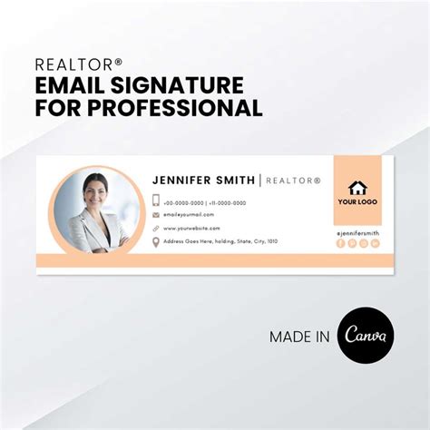 Realtor Email Signature Template For Canva Simple Neutral Etsy In