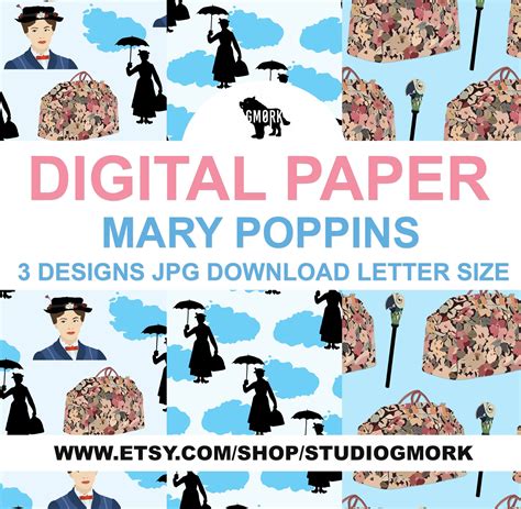 Mary Poppins Printable Papers Digital Paper Paper For Planners