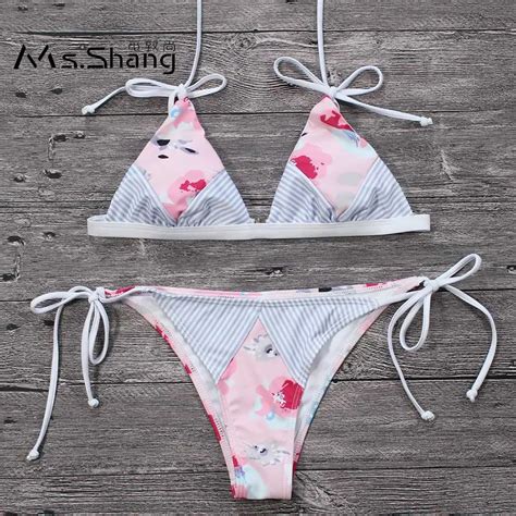 Ms Shang Imprimer Sexy Bikini Br Silien Ensemble Rembourr Bikinis