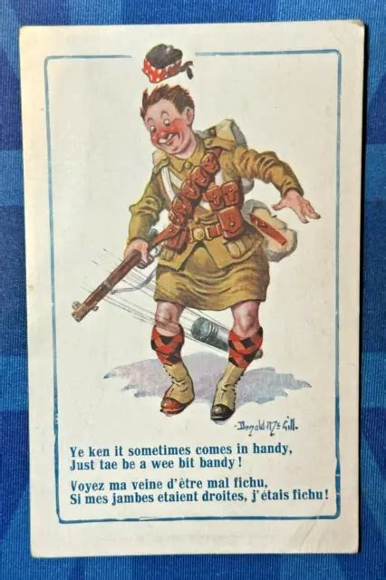 Ww1 Donald Mcgill Military Comic Postcard Scottish Highlander Soldier