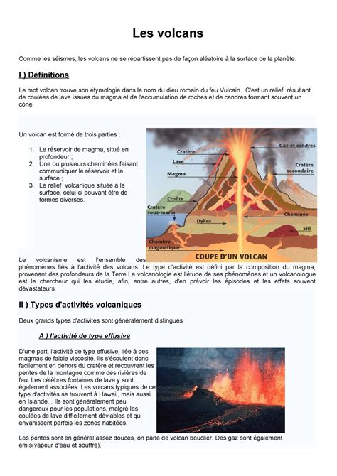 Volcans Cours De Sciences Les Volcans Comme Les S Ismes Les