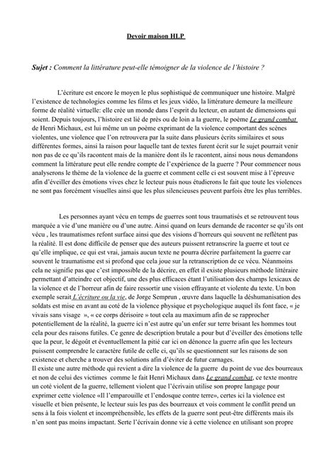 Comment La Littérature Peut Elle Témoigner De La Violence De Lhistoire