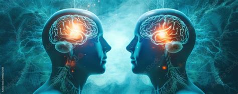 Glowing Sympathetic Human Nervous System Of Two Person Facing Each