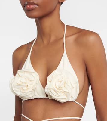Floral Appliqu Triangle Bikini Top In White Magda Butrym Mytheresa