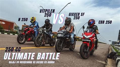 Suzuki Gixxer SF250 Vs Bajaj N250 Vs Husqvarna Vitpilen 250 Vs Honda