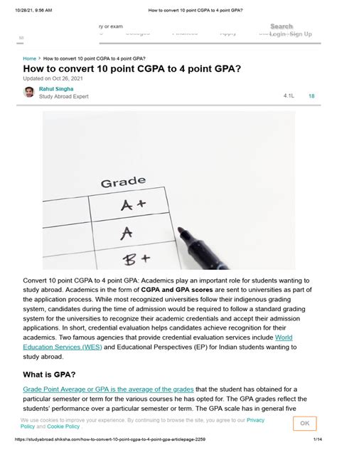 How To Convert 10 Point Cgpa To 4 Point Gpa Pdf