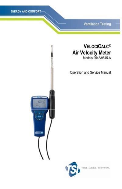 Air Velocity Meter Model A Velocicalc Operation And