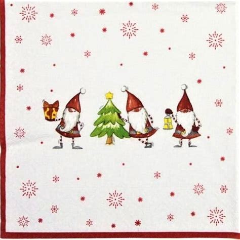 Christmas Gnomes Paper Napkin Serviette For Decoupage Etsy