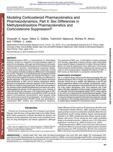 Pdf Modeling Corticosteroid Pharmacokinetics And Pharmacodynamics Part Ii Sex Differences In