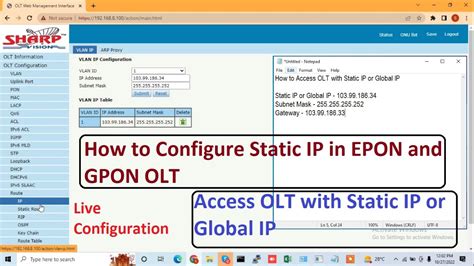 How To Configure Static Ip In Epon And Gpon Olt How To Access Olt With Static Ip Or Global Ip