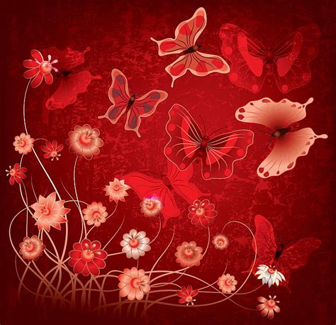 Hd Wallpaper Abstract Butterflies White Brown And Red Floral And