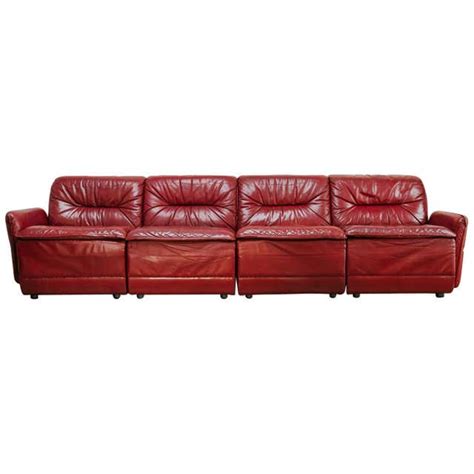 Vintage Red Leather Sectional Sofa at 1stDibs