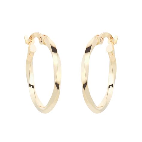 Goldsmiths 9ct Yellow Gold Fluid Twist 15mm Hoop Earrings Ghe251gs Goldsmiths