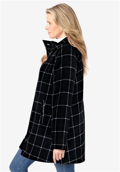 Fleece Swing Funnel Neck Coat Woman Within