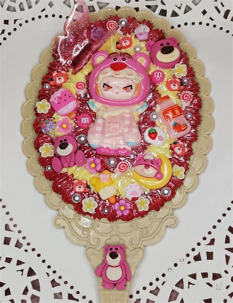 Strawberry Bear Angry Dora Decoden Decorated Hand Vanity Mirror Etsy