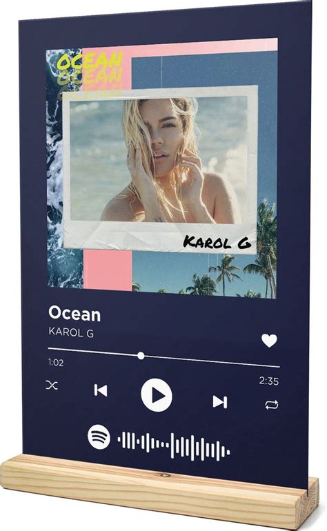 Songr Spotify Muziek Bordje Ocean KAROL G 20x30 Blauw Dibond