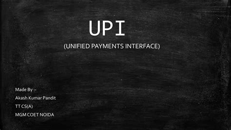 Unified Payments Interface UPI PPT