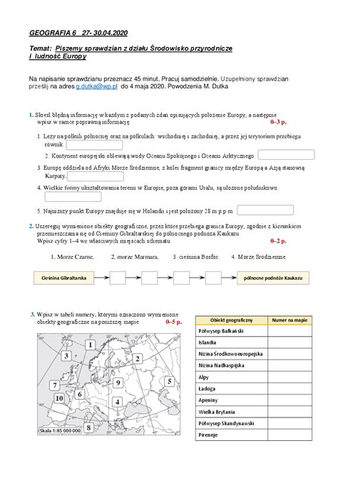 Sprawdzian Z Geografii Klasa 5 Dzia 3 Question