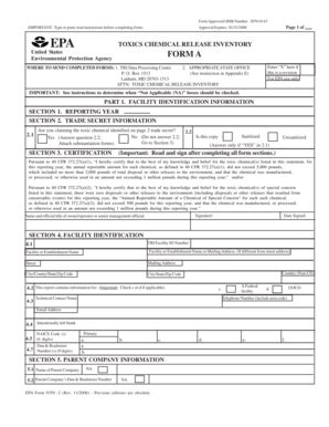 Fillable Online Epa Form Approved OMB Number 2070 0143 IMPORTANT Type