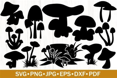 Mushroom Silhouettes Bundle SVG Graphic By SouthernDaisyDesign