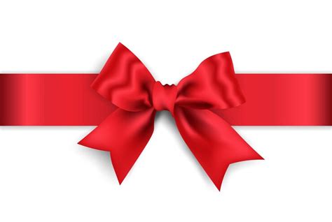 Premium Vector Realistic Red Bow With Red Wide Ribbon Isolated On White Background