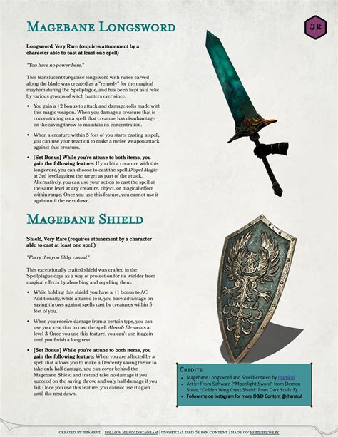 Oc Magic Item Magebane Longsword And Shield Items Inspired By