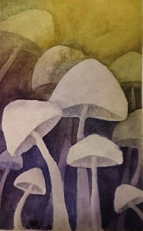 Mushrooms By Kiti83 On Deviantart Watercolor Negative Painting