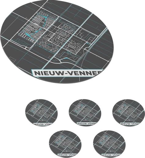 Onderzetters Voor Glazen Rond Nieuw Vennep Kaart Stadskaart