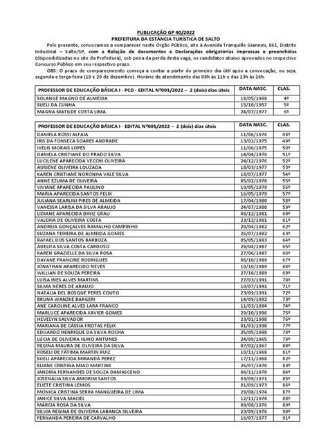 Convocação De Professores Aprovados Em Concurso Público Pdf