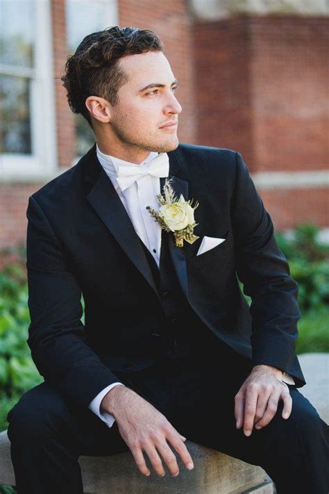 Formal Groom Outfit Idea Black Tux With White Bow Tie Anna Lee Media