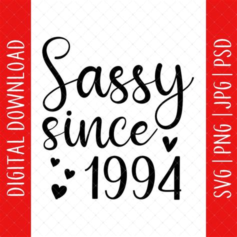 Sassy Since 1994 30th Birthday Digital Download 30th Birthday Ts For