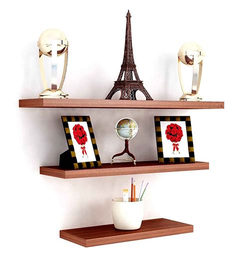 Buy Engineered Wood Floating Wall Shelf In Brown Colour At Off By