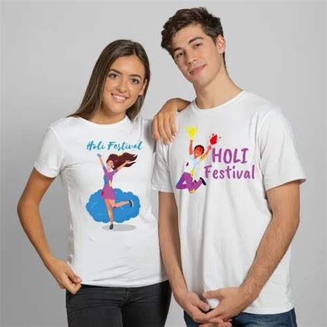 Round White Couple Holi T Shirts Half Sleeves Printed At Rs 120 In Mohali