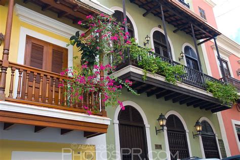 Colorful Spanish Colonial Balconies Of Old San Juan Puerto Rico San