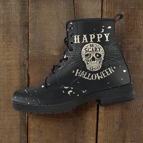 Gothic Halloween Biker Boots For Him And Her Vegan Friendly Leather