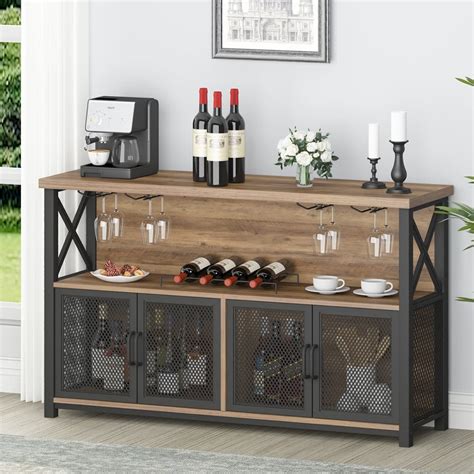 LVB Wine Bar Cabinet Industrial Sideboard Buffet Coffee Bar Cabinet