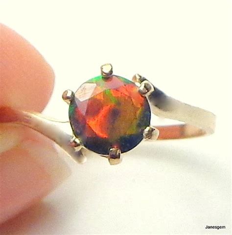 Solid K Yellow Gold Ring Black Welo Opal Ring Color Play Etsy