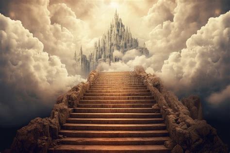 Stairway To Heaven Last Journey To Afterlife Religious Concept Bible Angels Death Stock