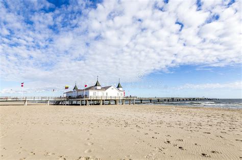 Pier And Beach Of Ahlbeck At Baltic Stock Image Image Of Wicker